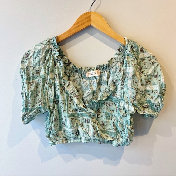 Altar'd State Tops - Altar’d State Faux Wrap Floral Cropped Blouse